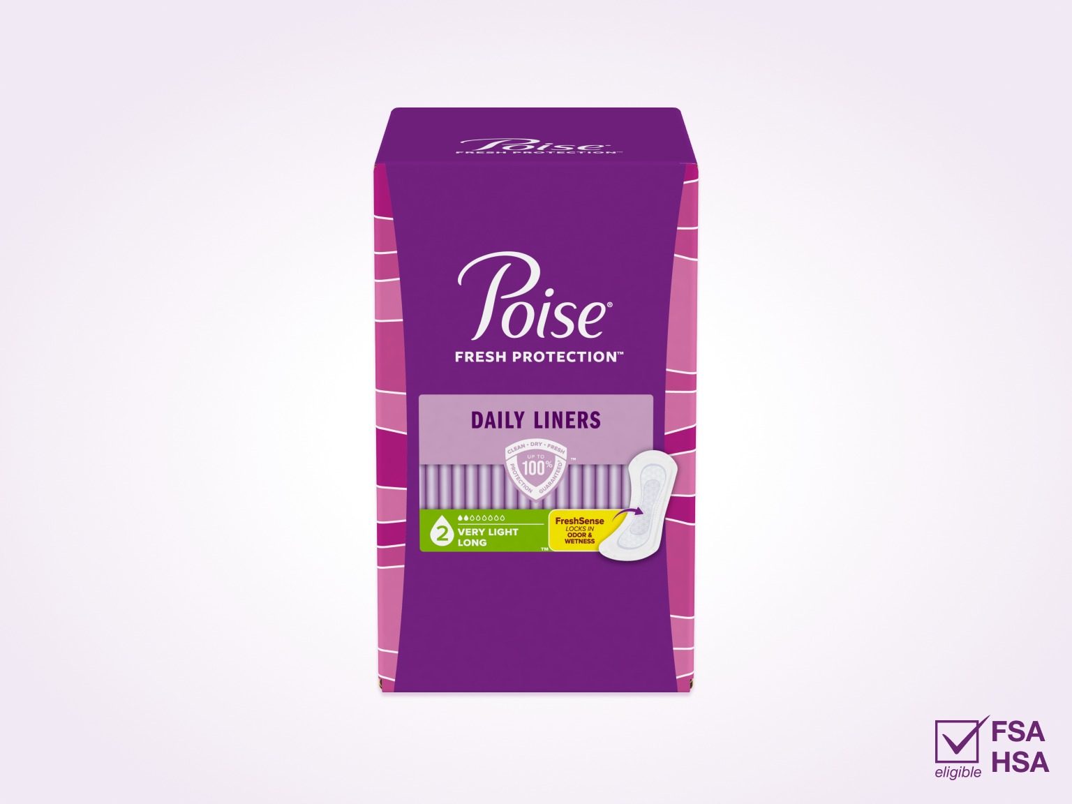 Poise® Daily Liners For Bladder Leaks, 2 Drop Very Light Absorbency, Long Length
