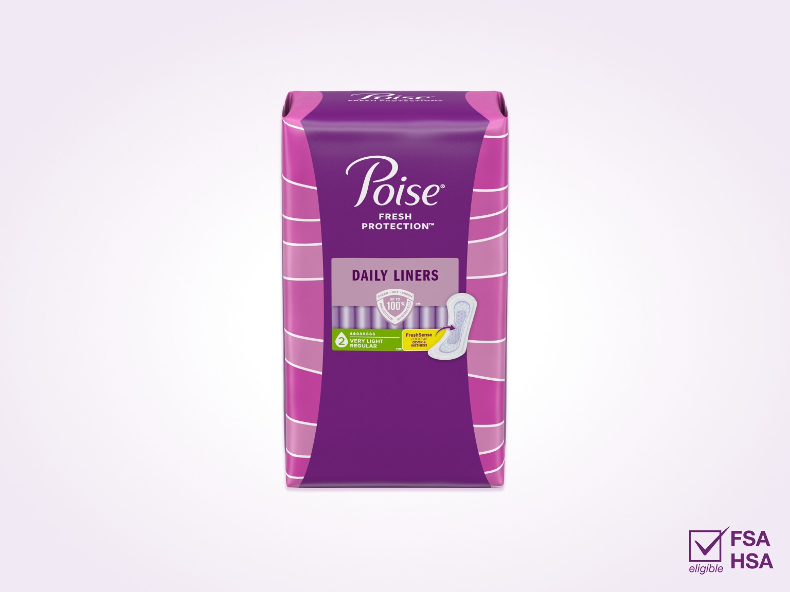 Poise® Daily Liners For Bladder Leaks, 2 Drop Very Light Absorbency, Regular Length