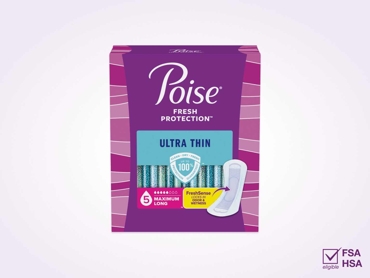 Poise® Ultra Thin Pads For Bladder Leaks, 5 Drop Maximum Absorbency, Long Length